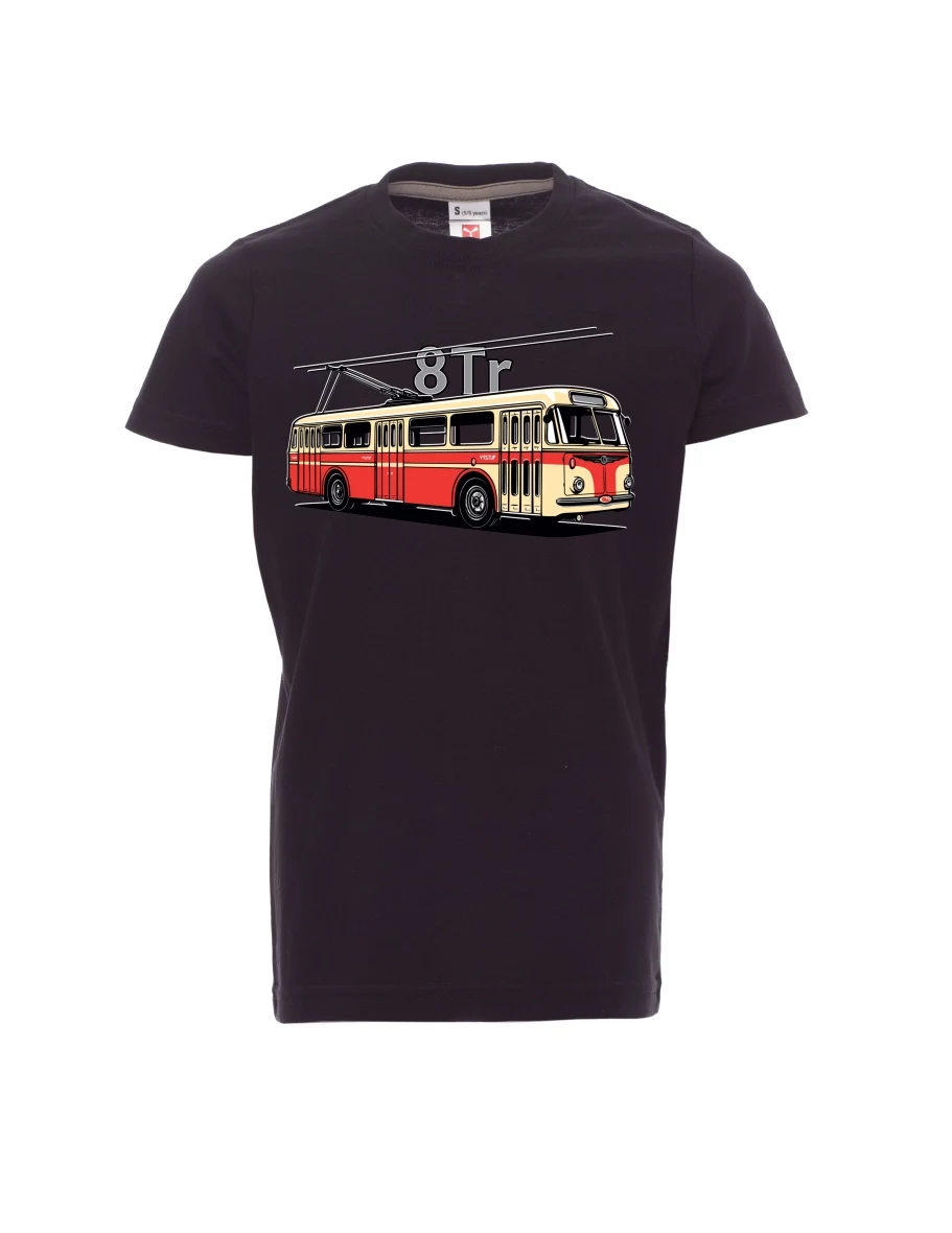 Černé detské tričko Trolejbus 8Tr