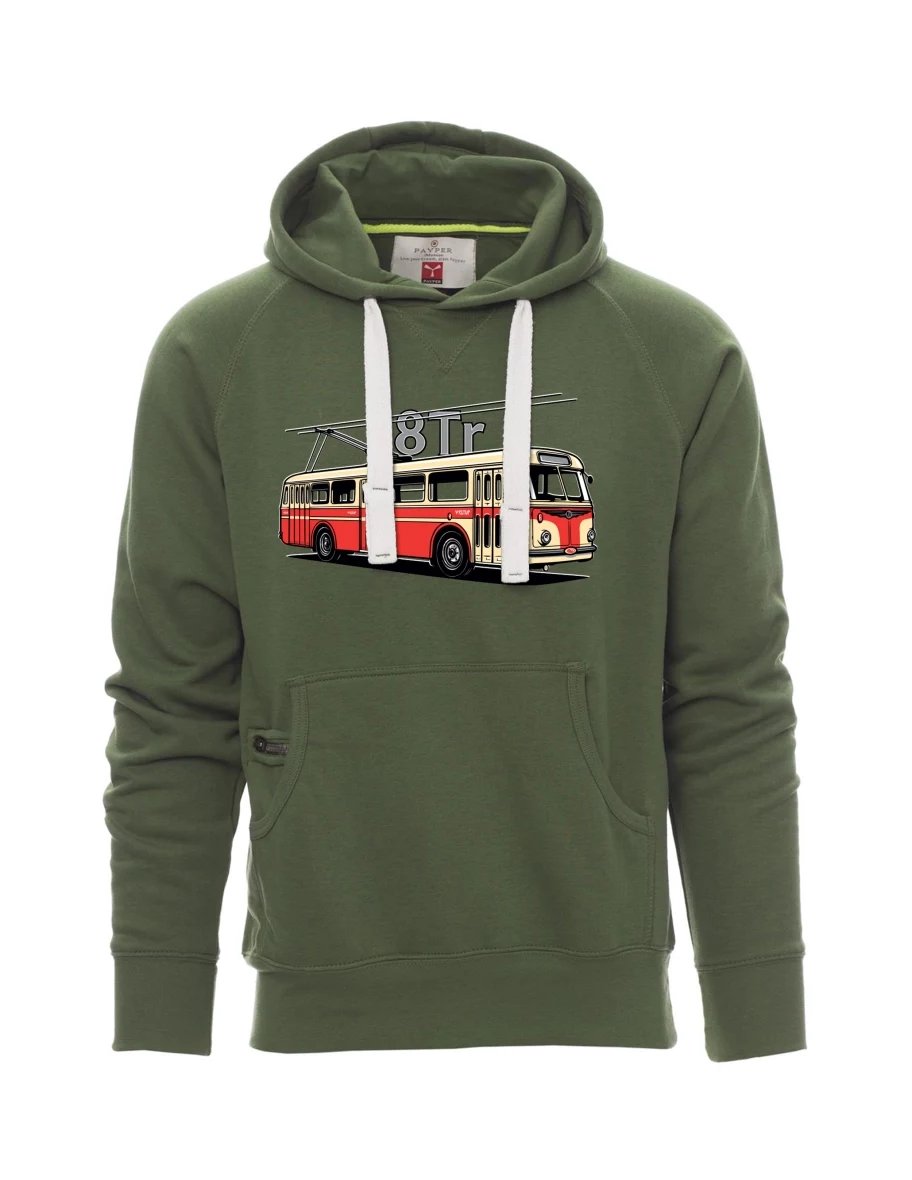 Tmavě zelená pánská mikina Trolejbus 8Tr