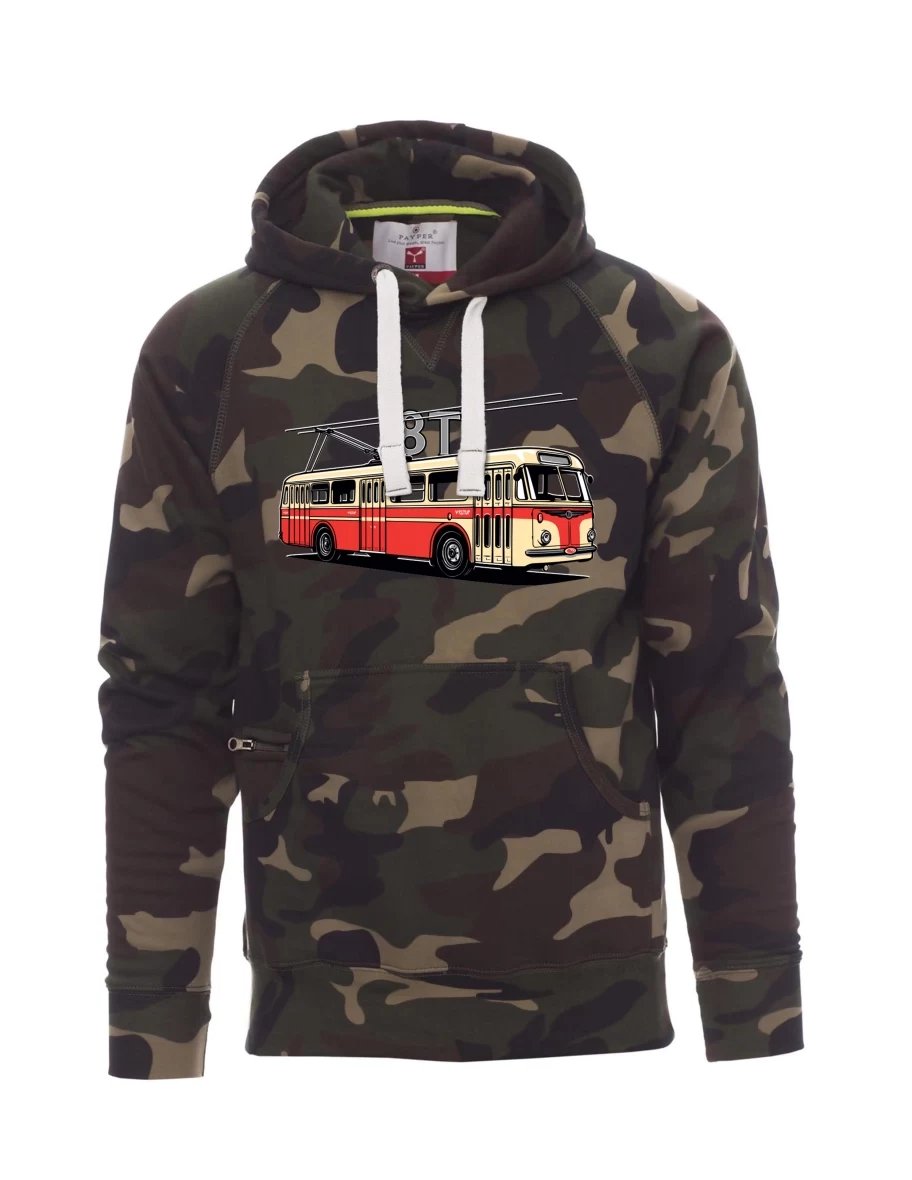 Maskáčová pánská mikina Trolejbus 8Tr