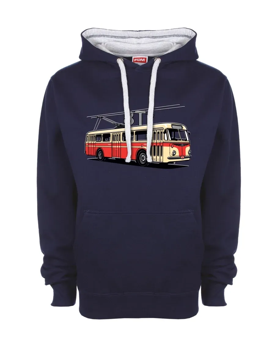 Šedo-námořnická mikina Trolejbus 8Tr