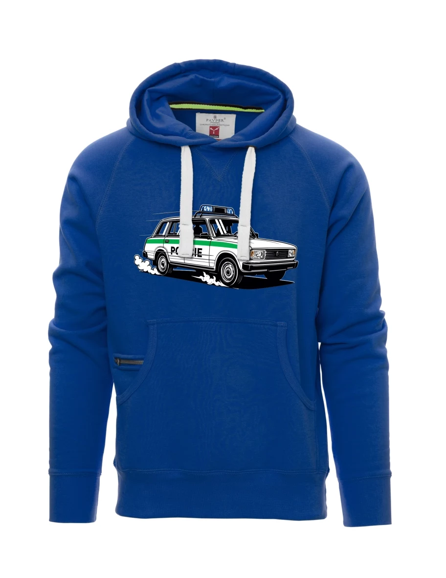 Modrá pánská mikina Automobil VAZ 2104 POLICIE