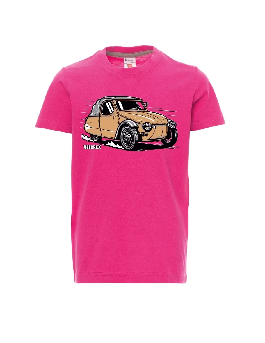 Růžové detské tričko Automobil Velorex