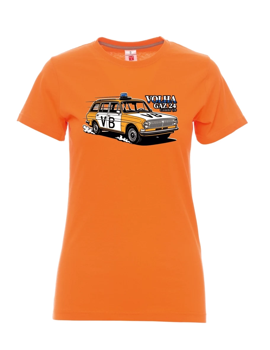 Oranžové dámské tričko Automobil Volha GAZ 24 VB