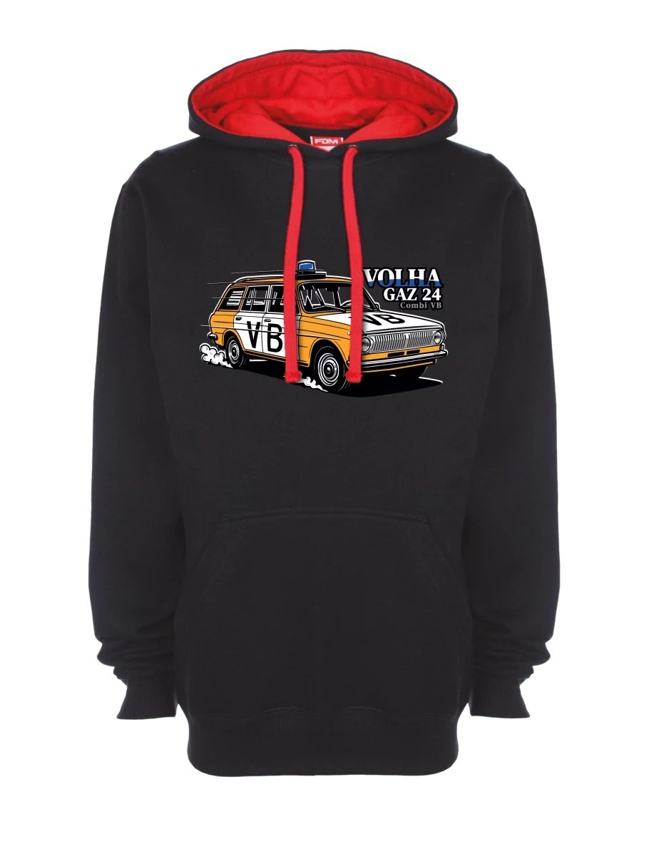 Červeno-černá mikina Automobil Volha GAZ 24 VB