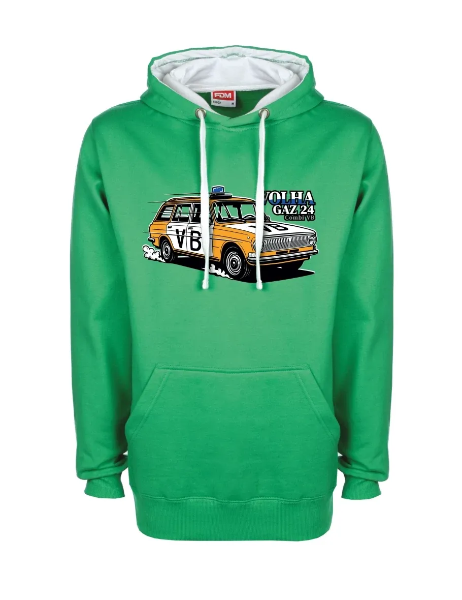 Bílo-zelená mikina Automobil Volha GAZ 24 VB