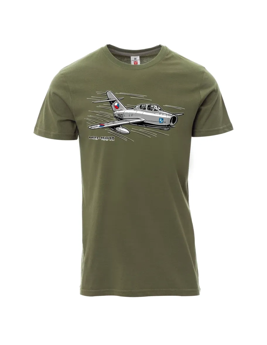 Khaki pánské tričko Lietadlo MiG-15UTI