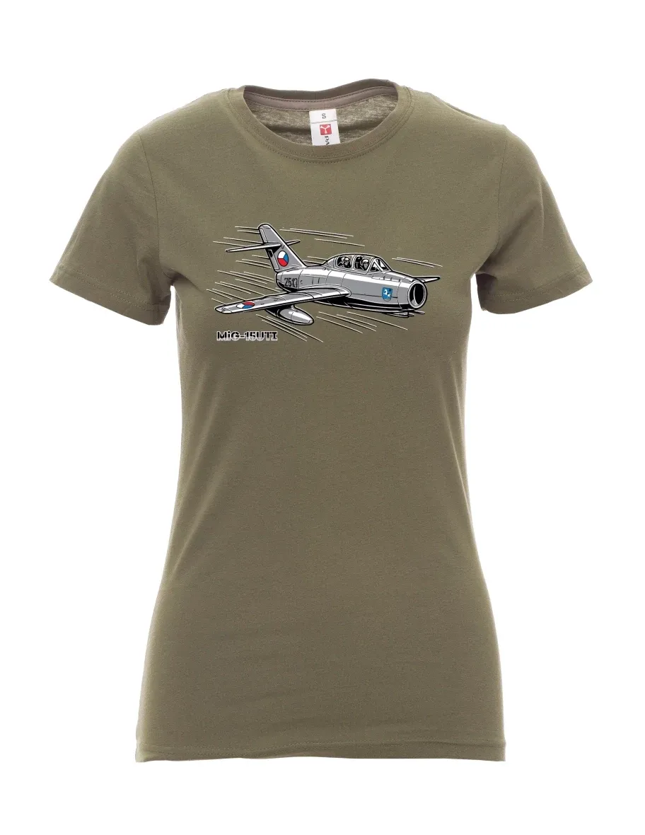 Khaki dámské tričko Lietadlo MiG-15UTI