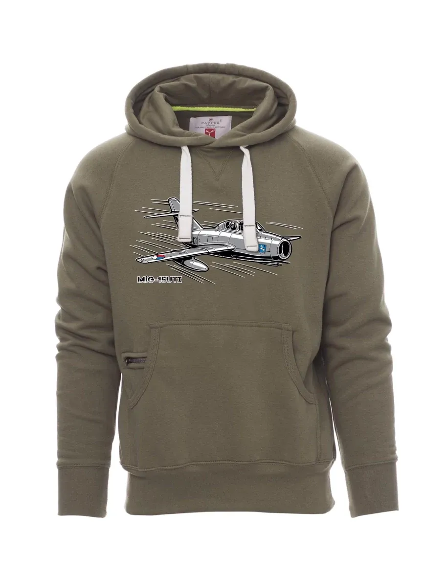 Khaki pánská mikina Lietadlo MiG-15UTI