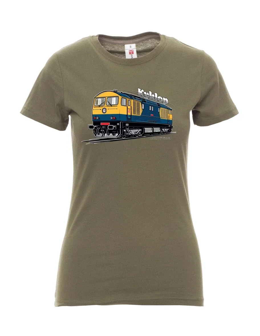 Khaki dámské tričko Motorový vozeň 759 „Kyklop“