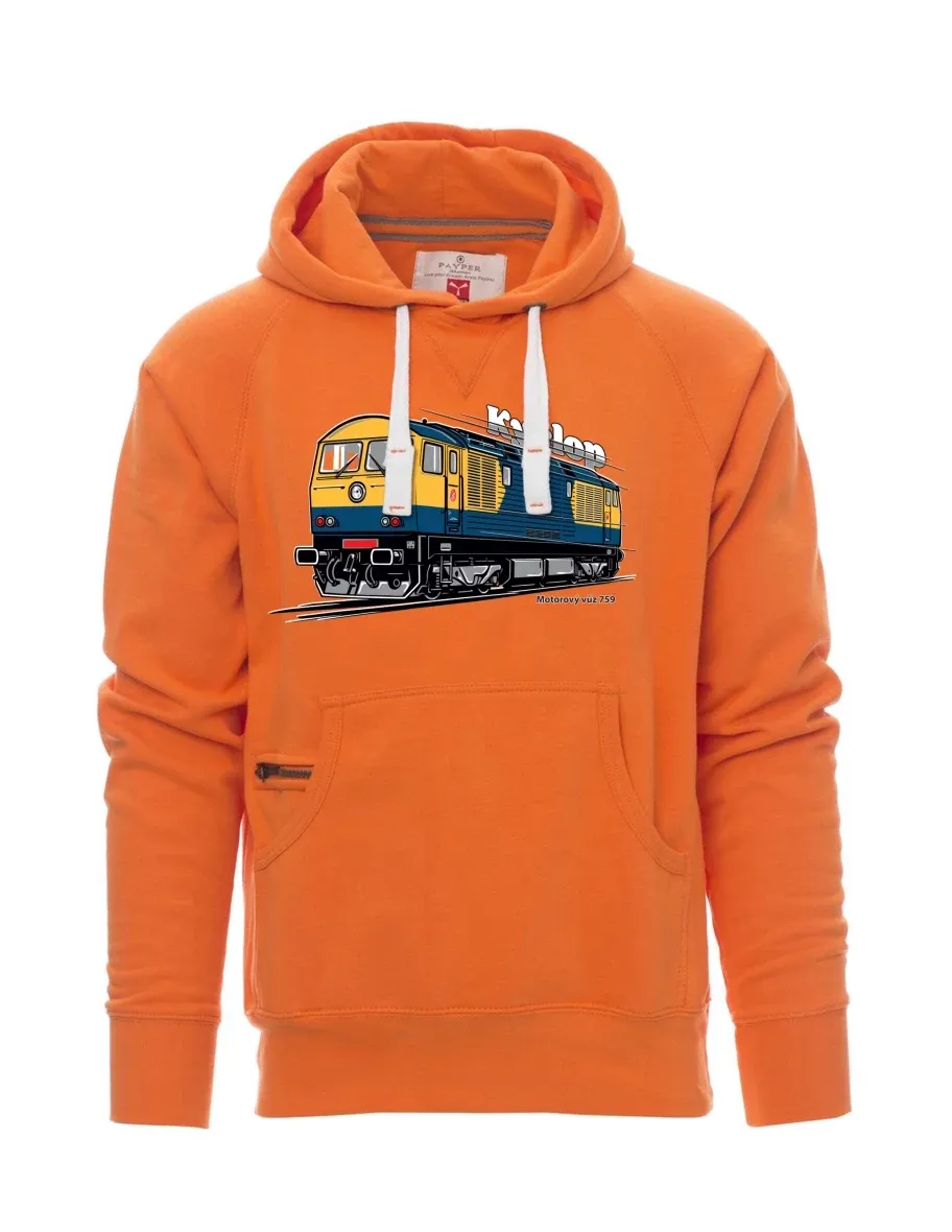 Oranžová pánská mikina Motorový vozeň 759 „Kyklop“