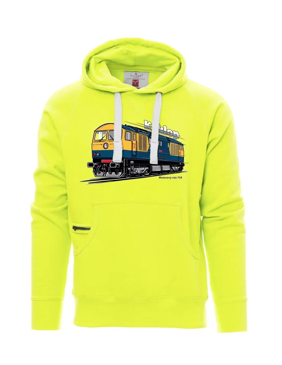 Fluorescenční pánská mikina Motorový vozeň 759 „Kyklop“