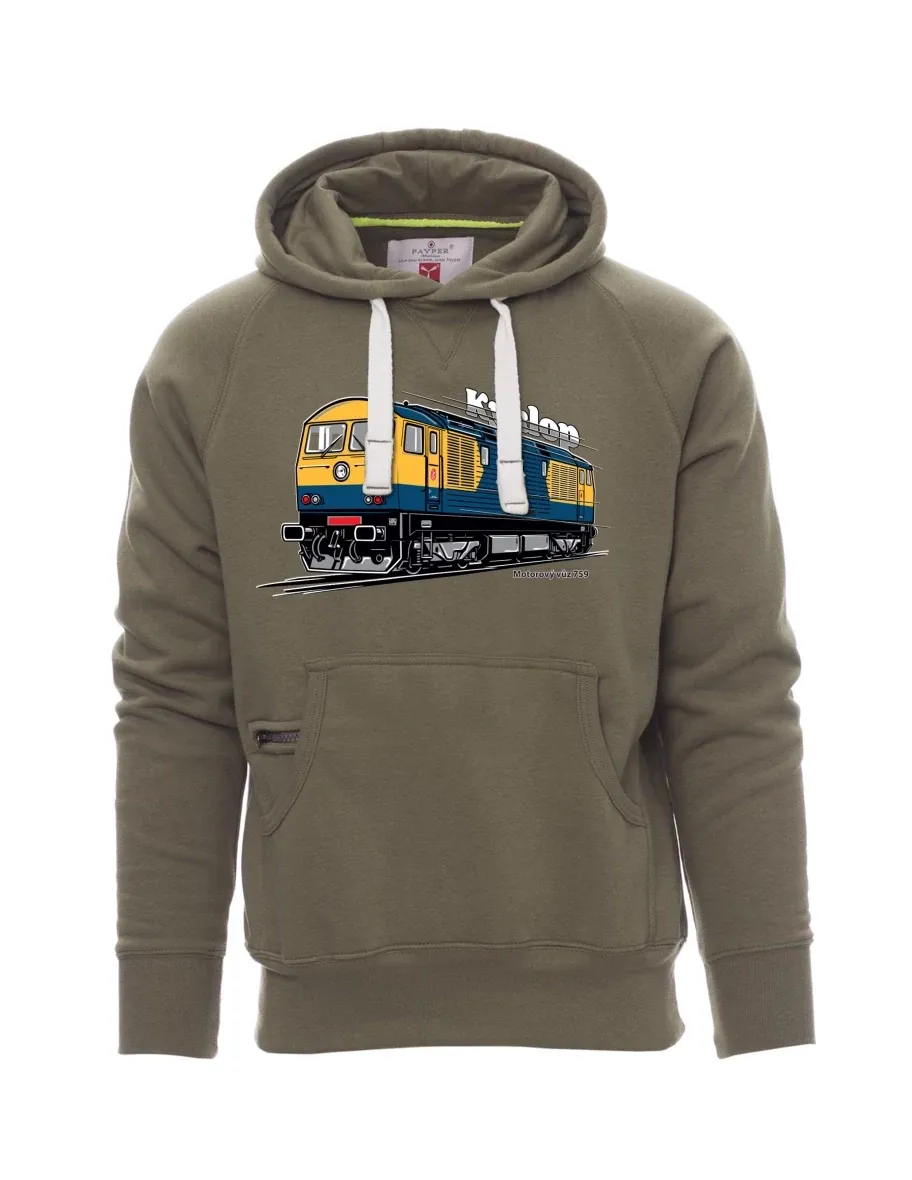 Khaki pánská mikina Motorový vozeň 759 „Kyklop“