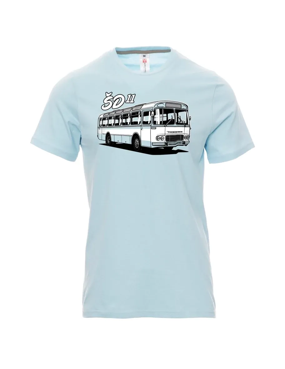 Bledě modré pánské tričko Autobus ŠD 11