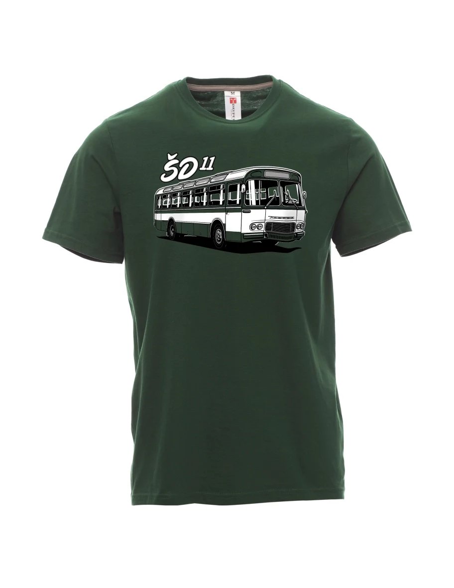 Tmavozelené pánské tričko Autobus ŠD 11