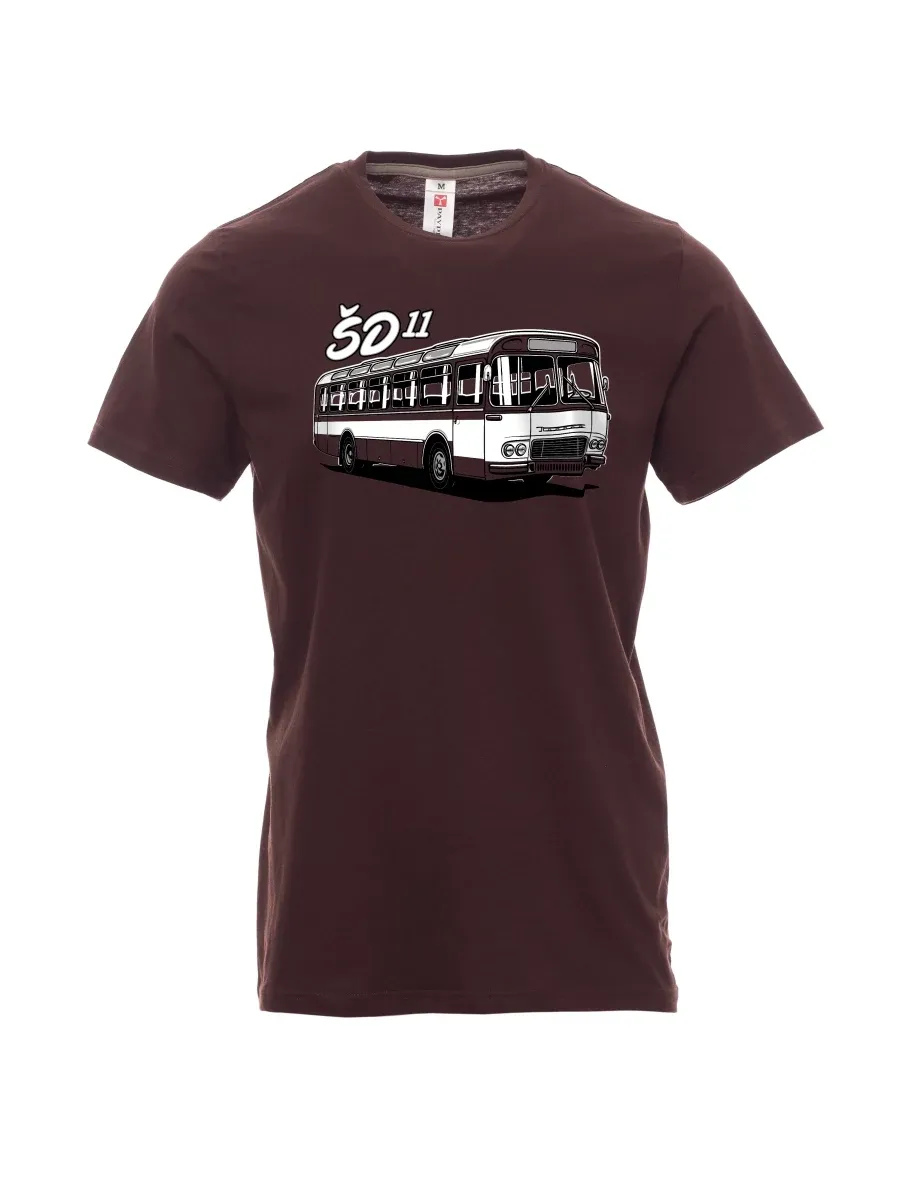 Tmavo hnedé pánské tričko Autobus ŠD 11