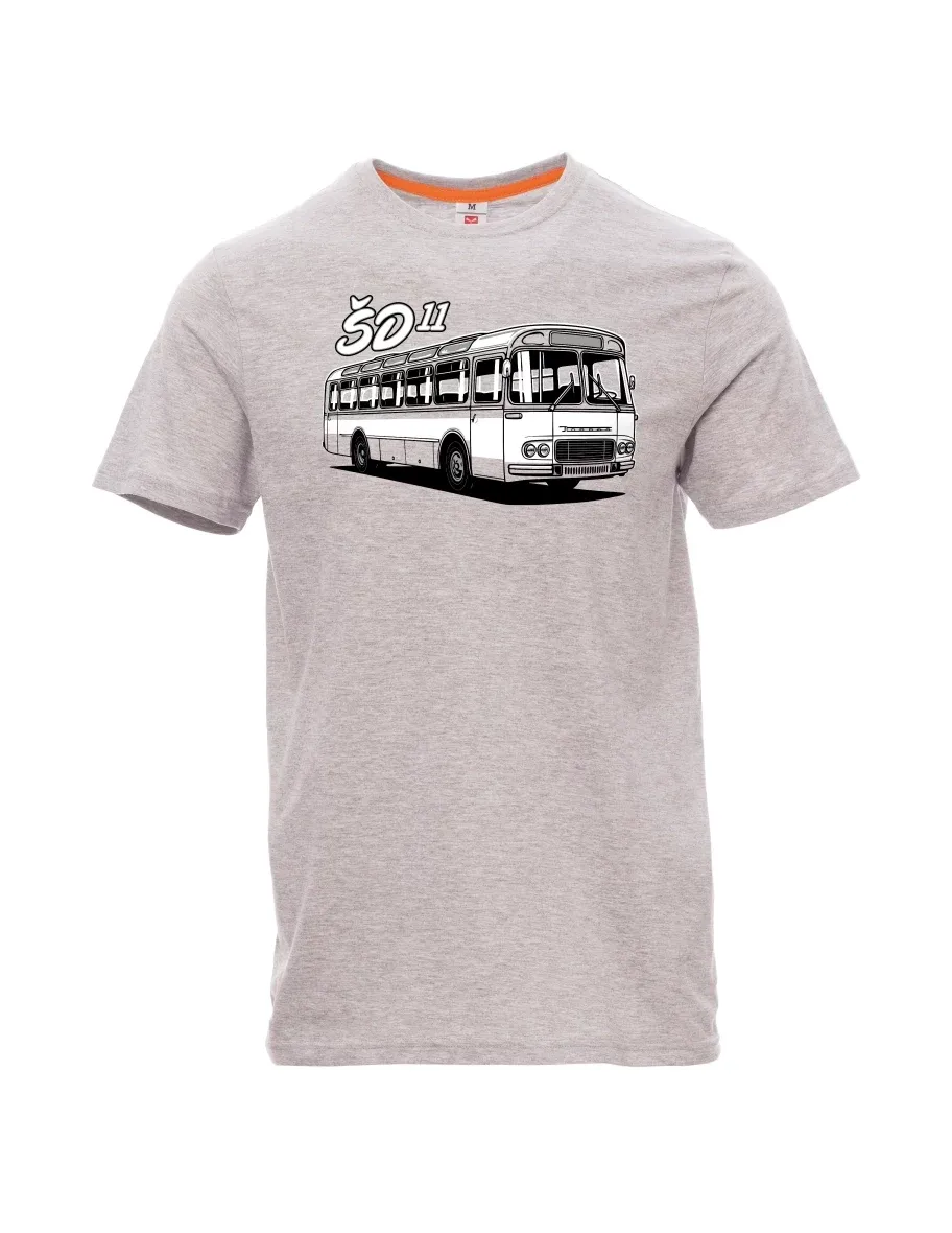 Šedé melanžovej pánské tričko Autobus ŠD 11