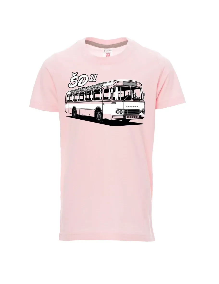 Světle růžové detské tričko Autobus ŠD 11