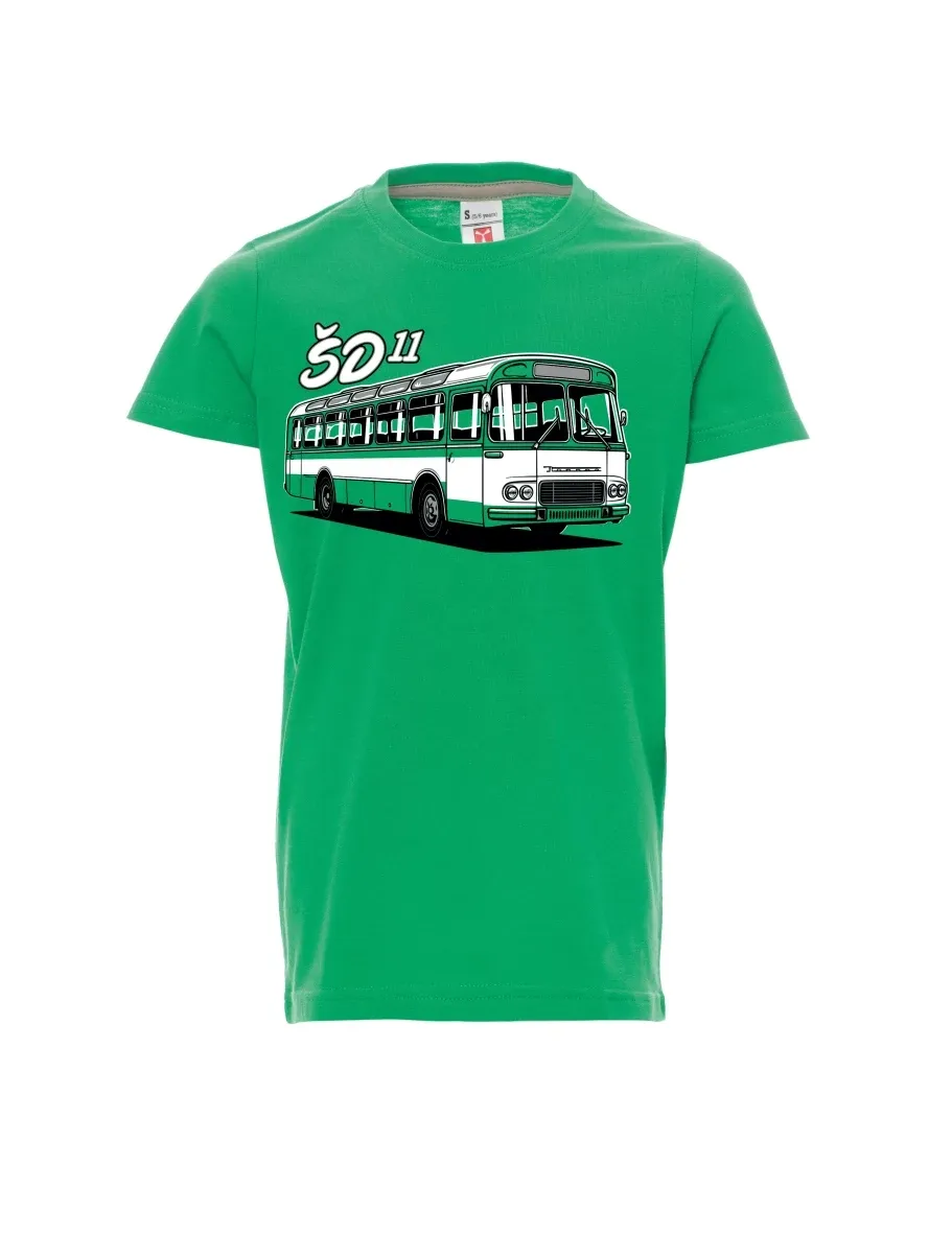 Zelené detské tričko Autobus ŠD 11