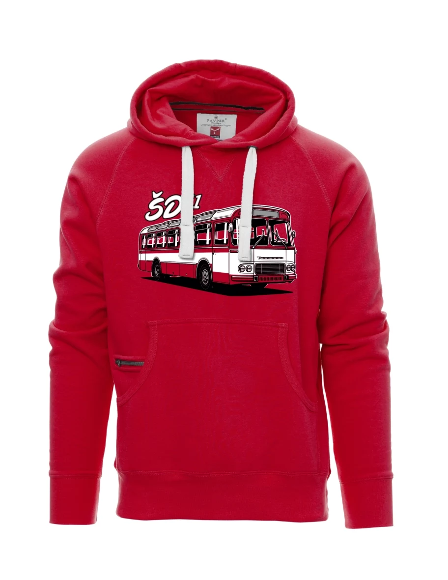 Červená pánská mikina Autobus ŠD 11