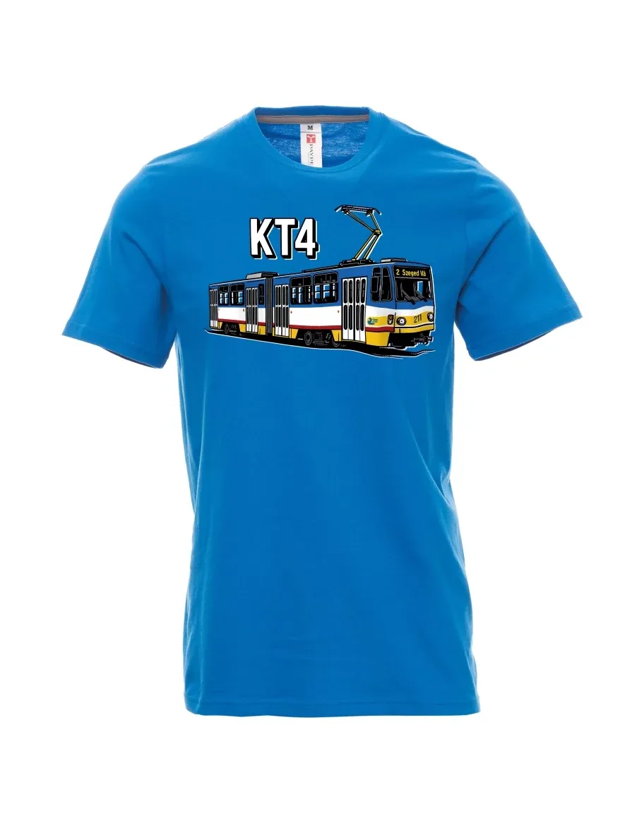 Světle modré pánské tričko Električka KT4