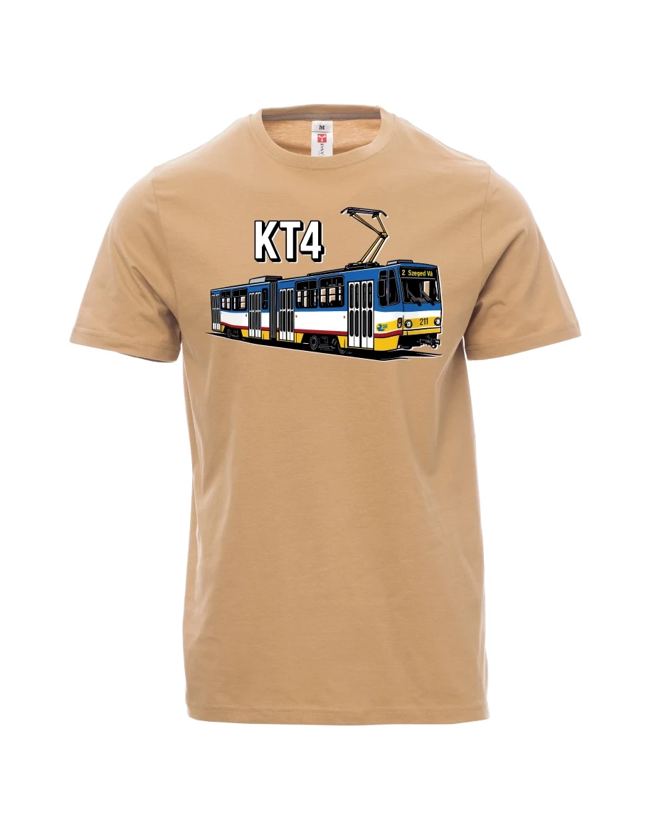 Hnědé pánské tričko Električka KT4