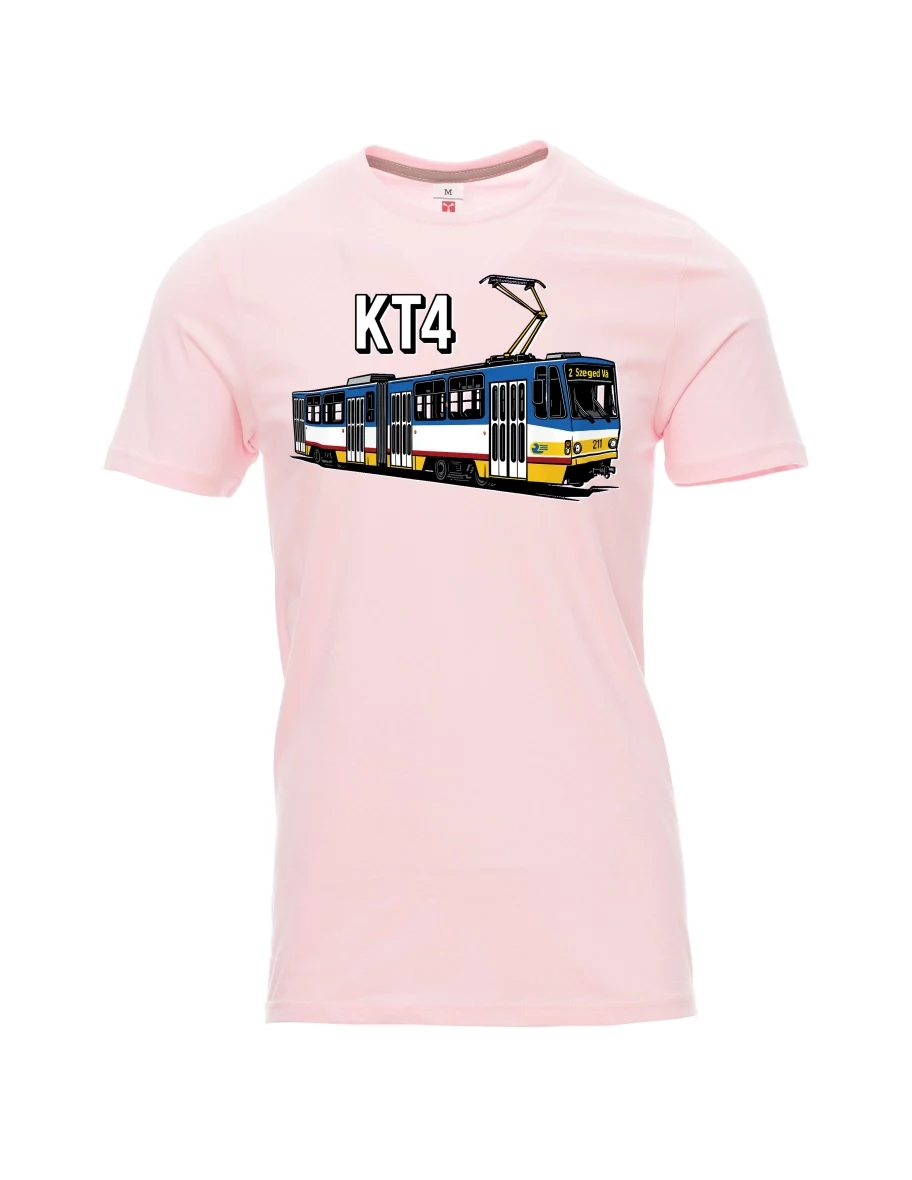 Světlo růžové pánské tričko Električka KT4