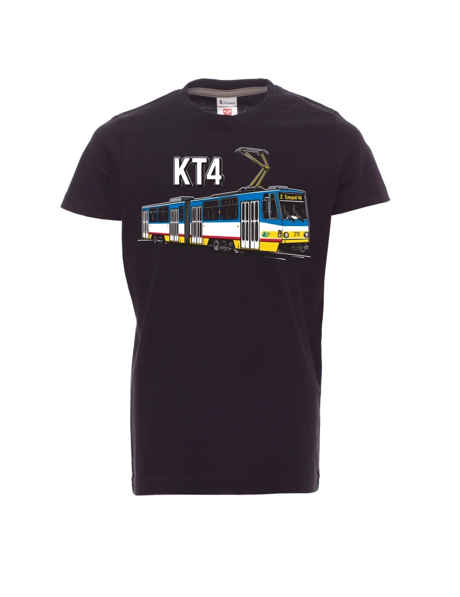 Černé detské tričko Električka KT4