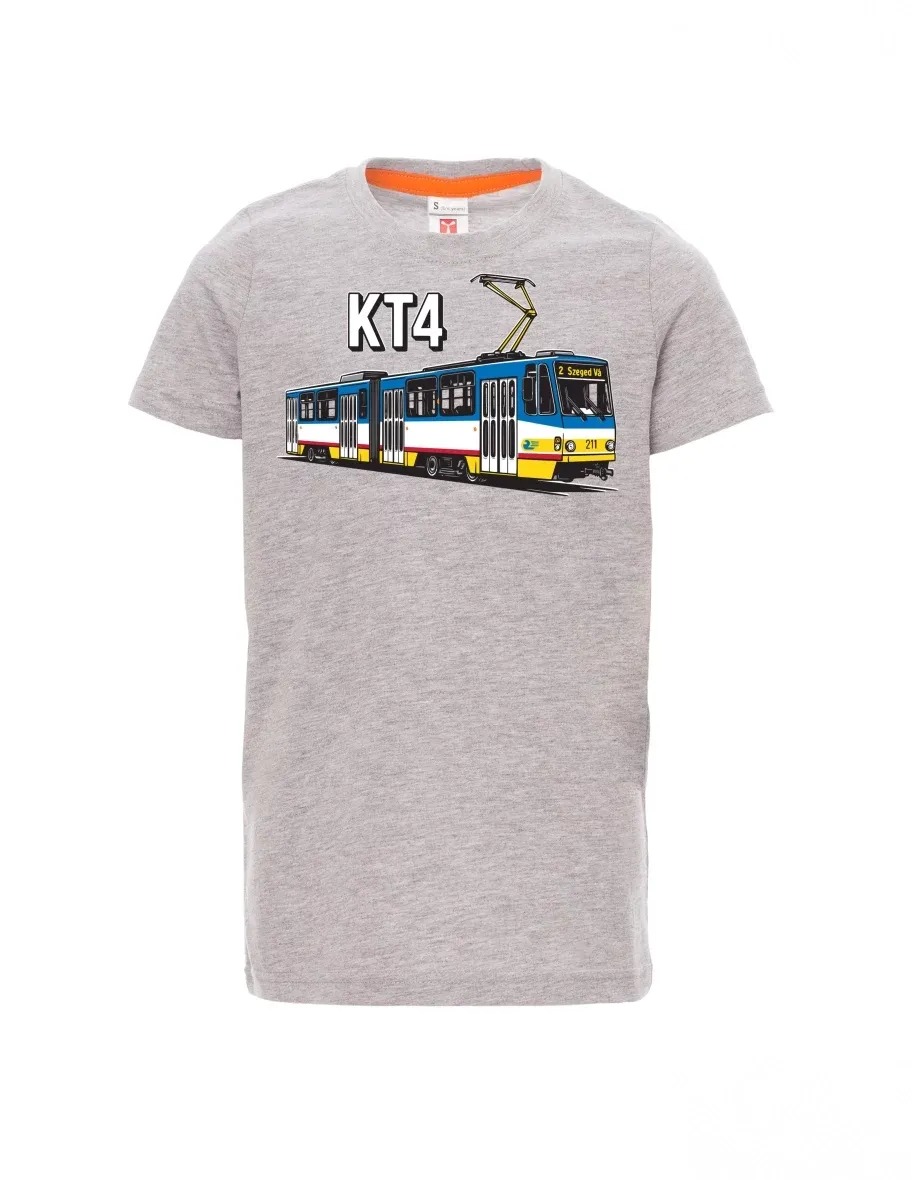 Šedý melír detské tričko Električka KT4