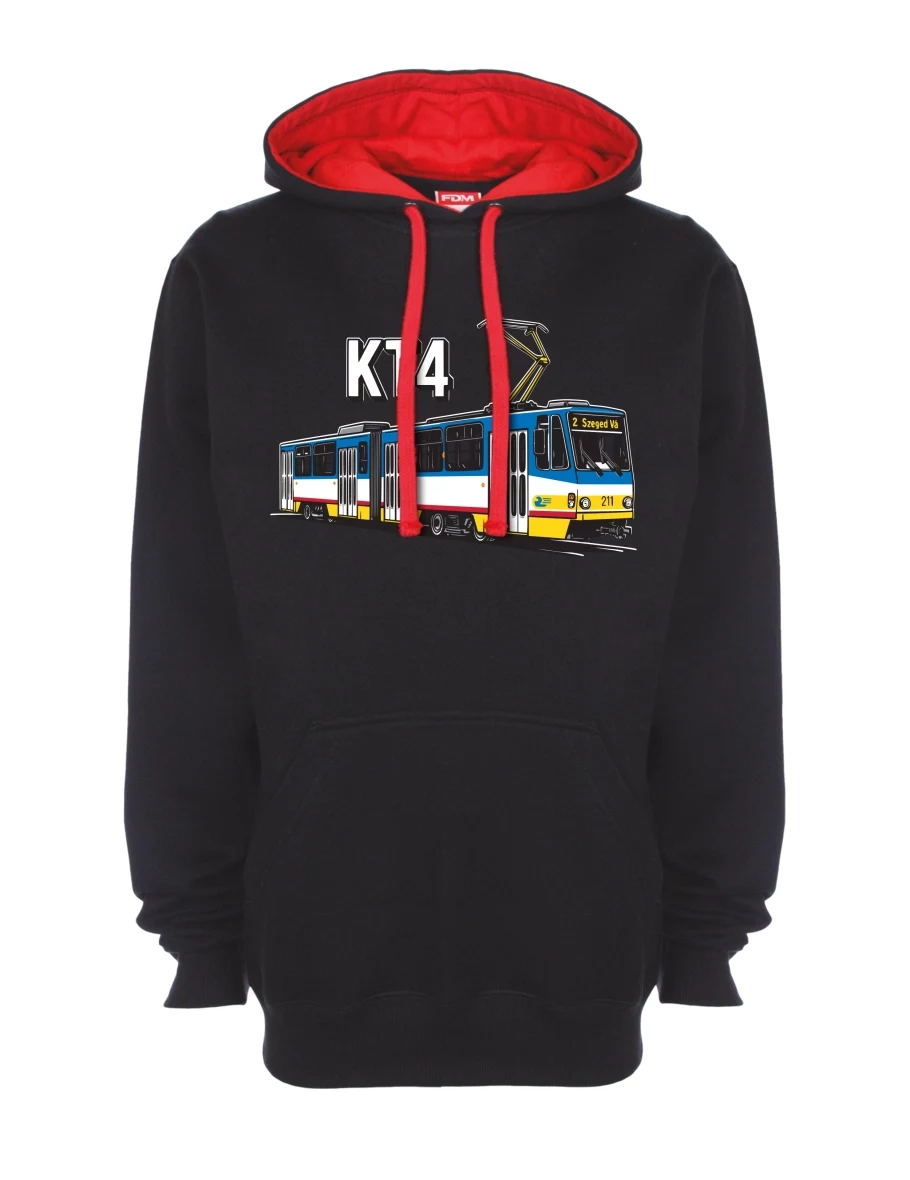 Červeno-černá mikina Električka KT4