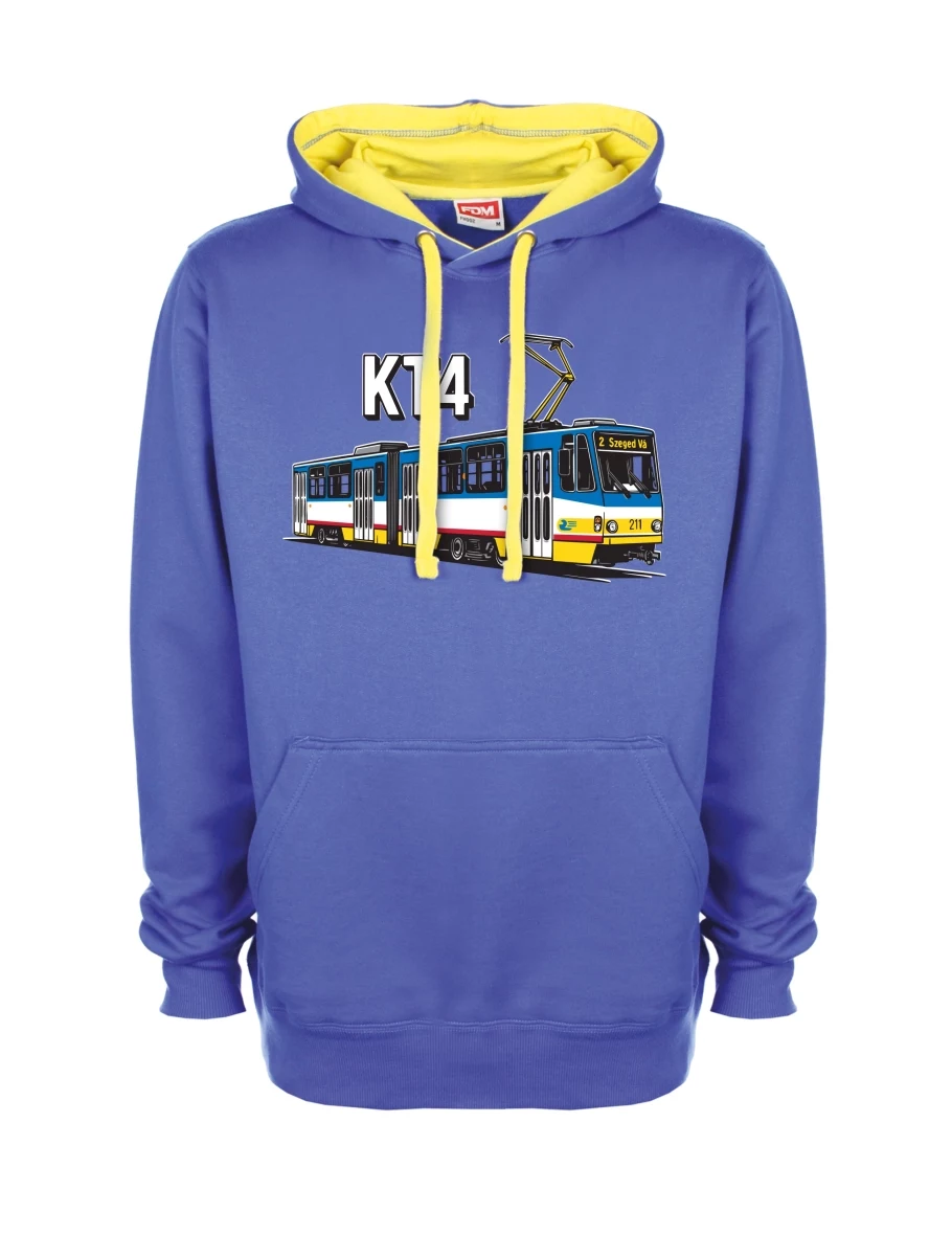 Žluto-modrá mikina Električka KT4