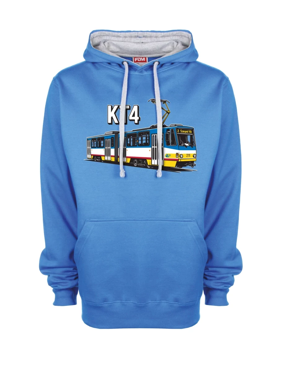 Šedo-modrá mikina Električka KT4