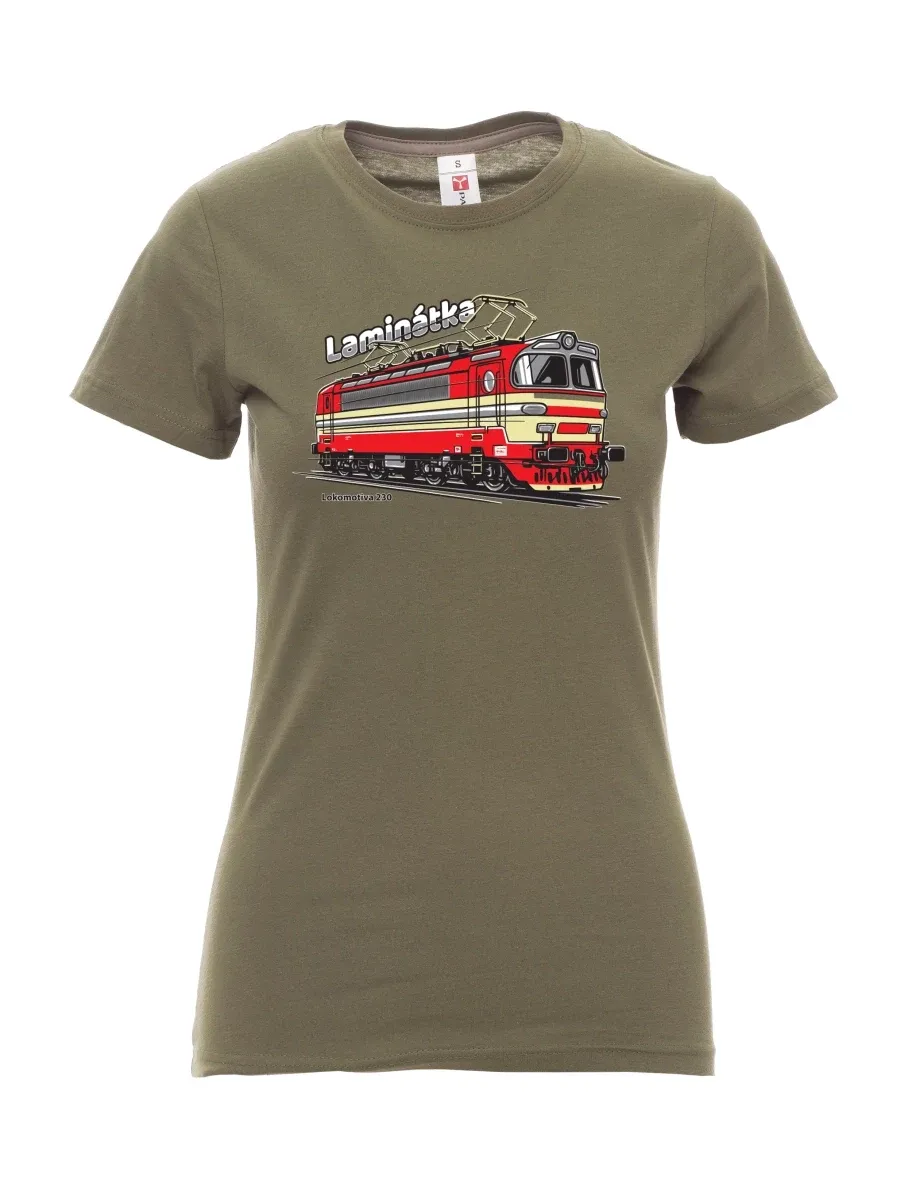 Khaki dámské tričko Lokomotíva 230 „Laminátka“