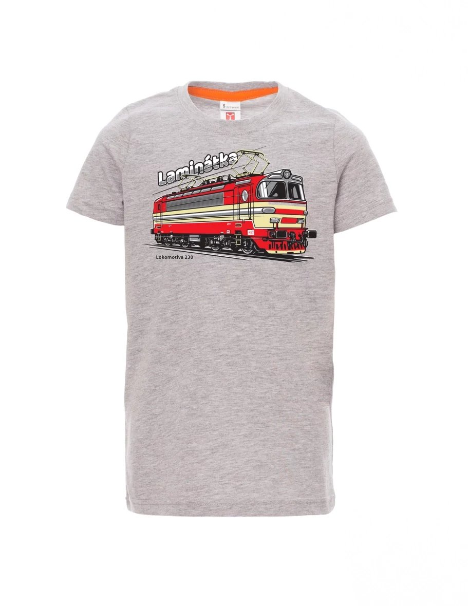 Šedý melír detské tričko Lokomotíva 230 „Laminátka“