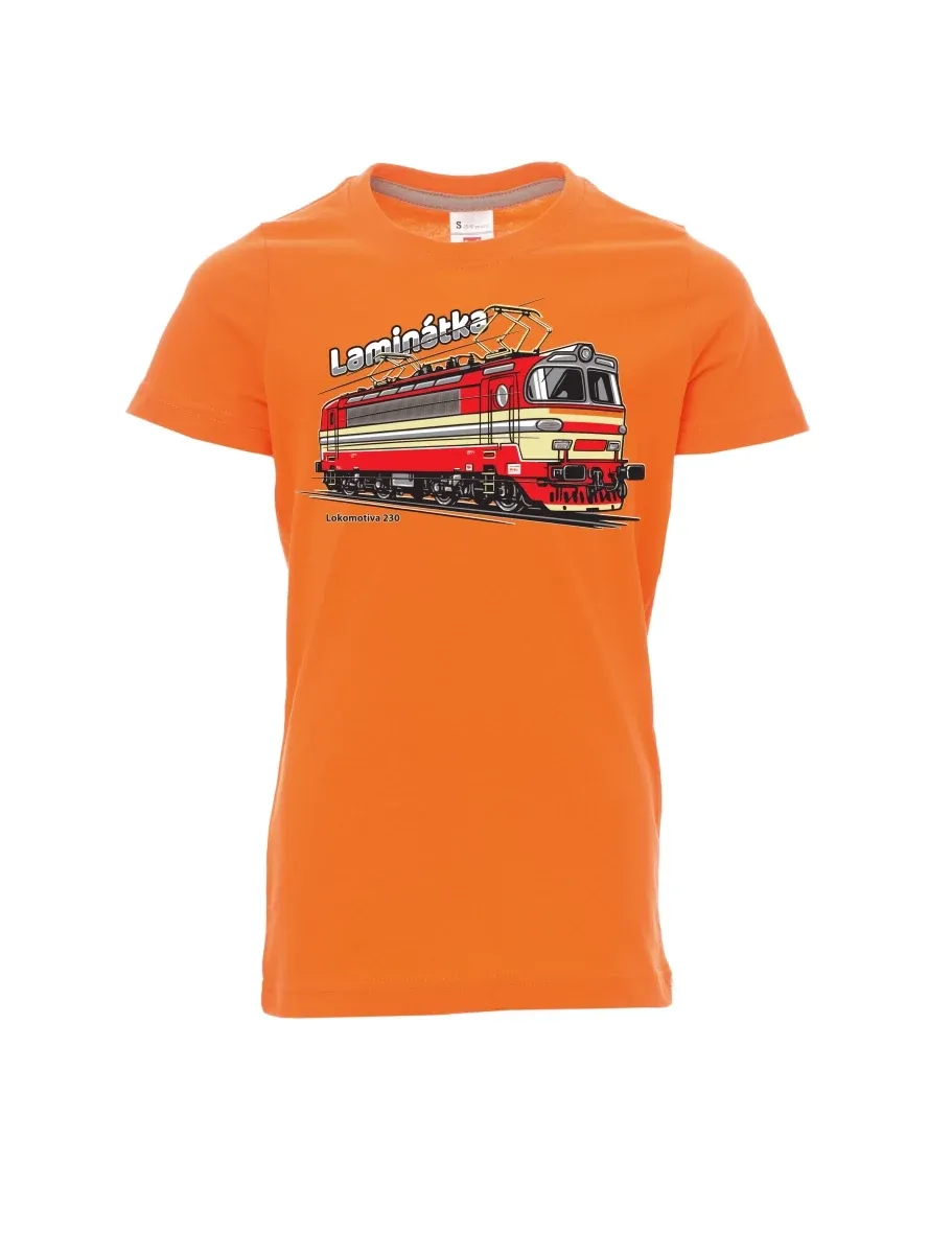 Oranžové detské tričko Lokomotíva 230 „Laminátka“