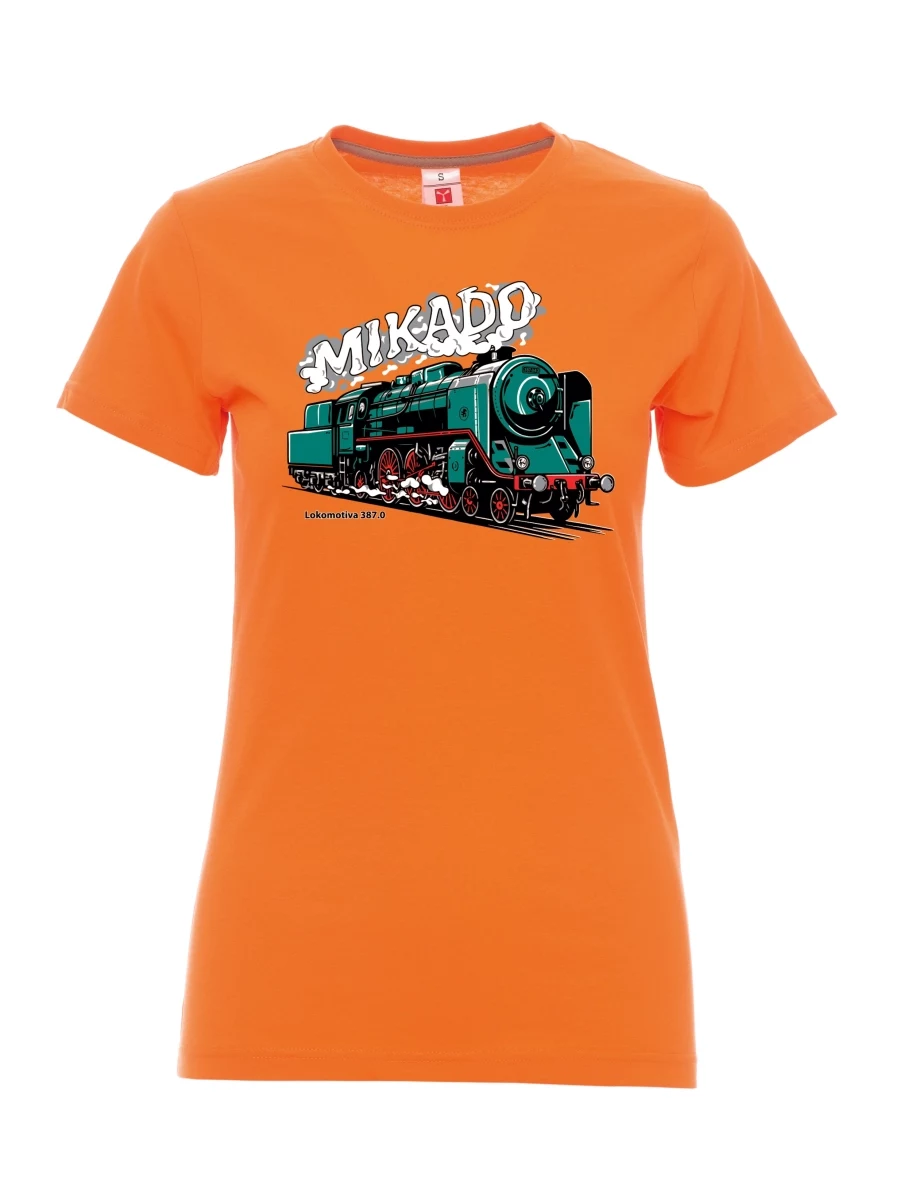 Oranžové dámské tričko Lokomotíva 387.0 „MIKADO“