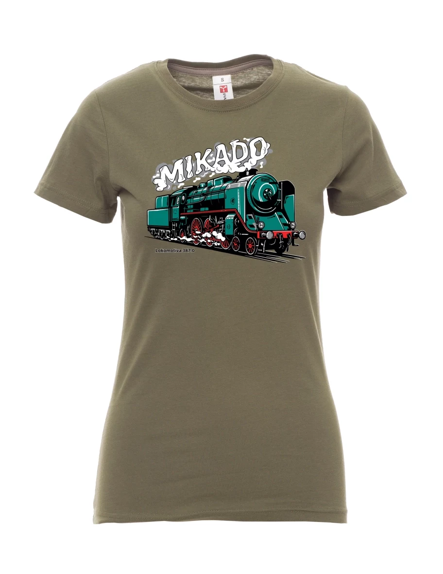 Khaki dámské tričko Lokomotíva 387.0 „MIKADO“