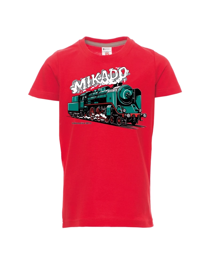 Červené detské tričko Lokomotíva 387.0 „MIKADO“