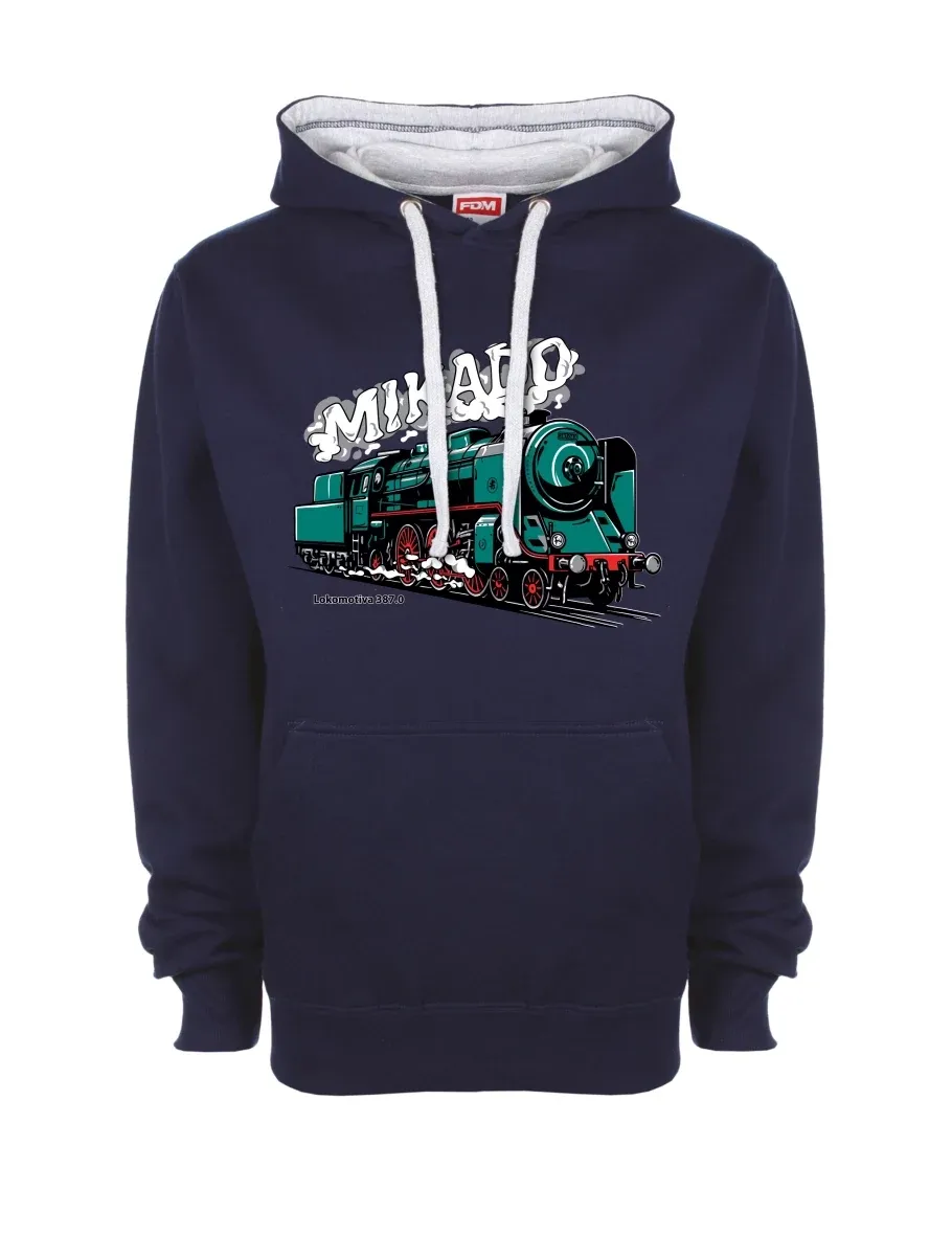 Šedo-námořnická mikina Lokomotíva 387.0 „MIKADO“