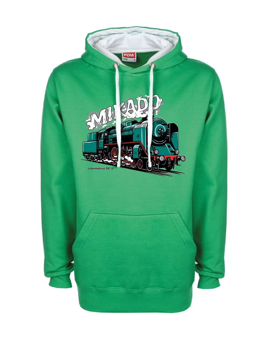 Bílo-zelená mikina Lokomotíva 387.0 „MIKADO“
