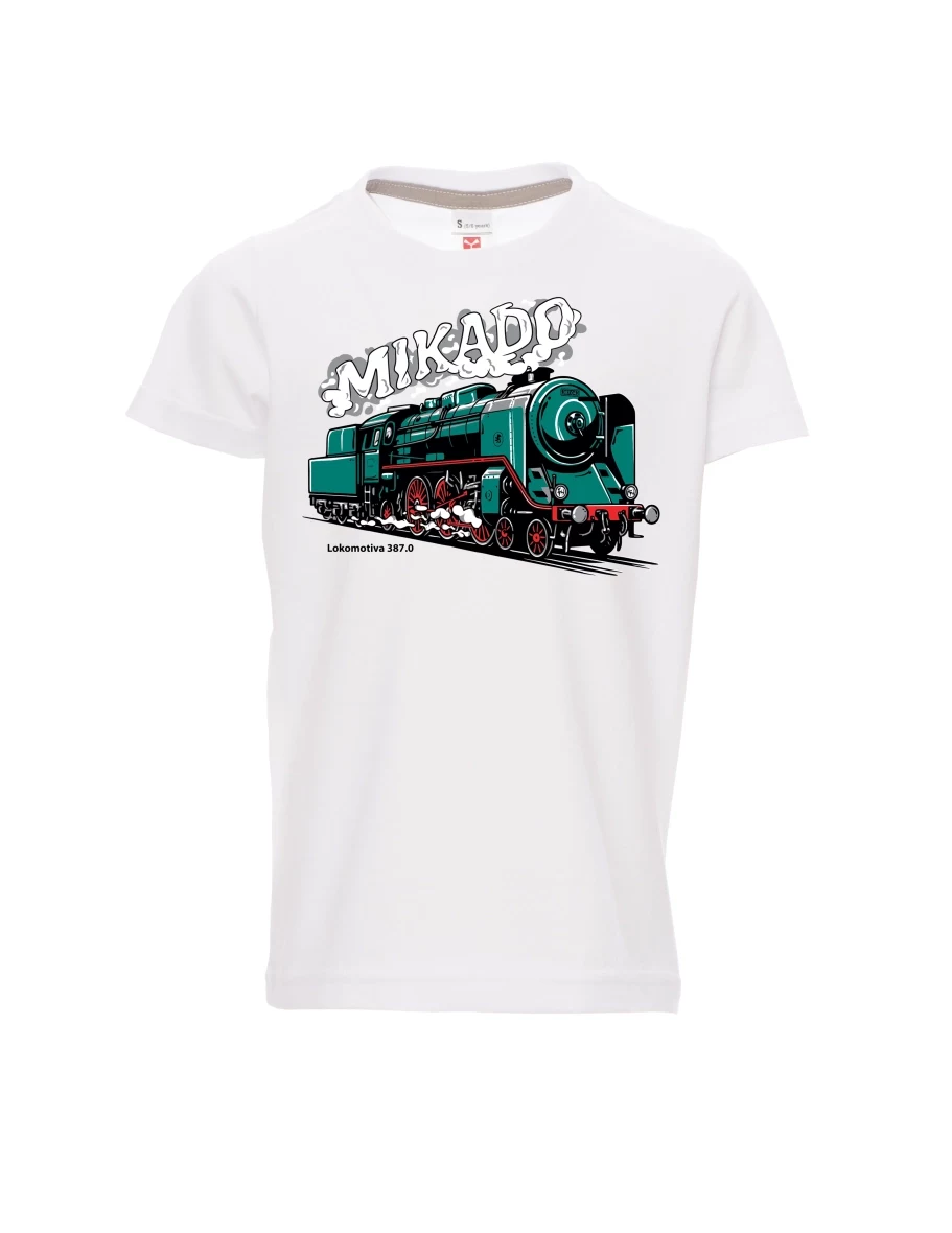 Bílé detské tričko Lokomotíva 387.0 „MIKADO“