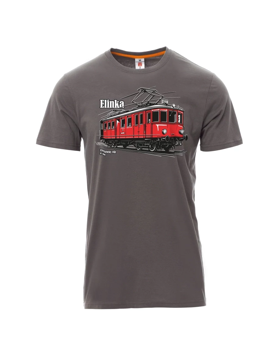 Šedé pánské tričko Elektrický vozeň M 400 „Elinka“