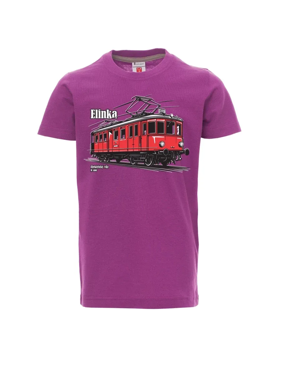 Fialové detské tričko Elektrický vozeň M 400 „Elinka“