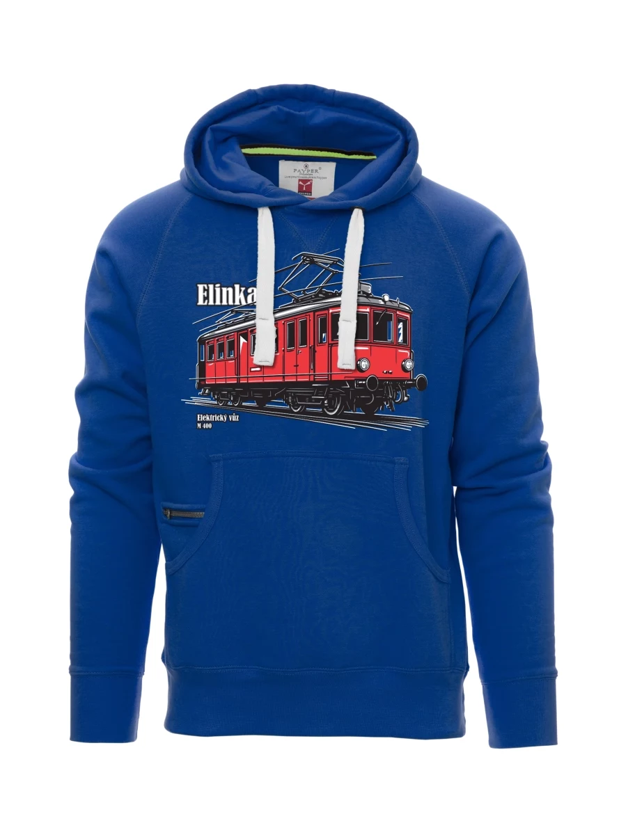 Modrá pánská mikina Elektrický vozeň M 400 „Elinka“