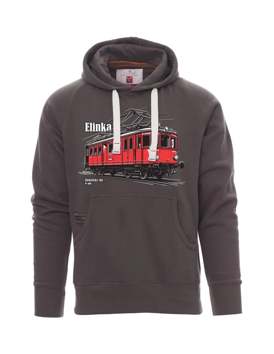 Šedá pánská mikina Elektrický vozeň M 400 „Elinka“