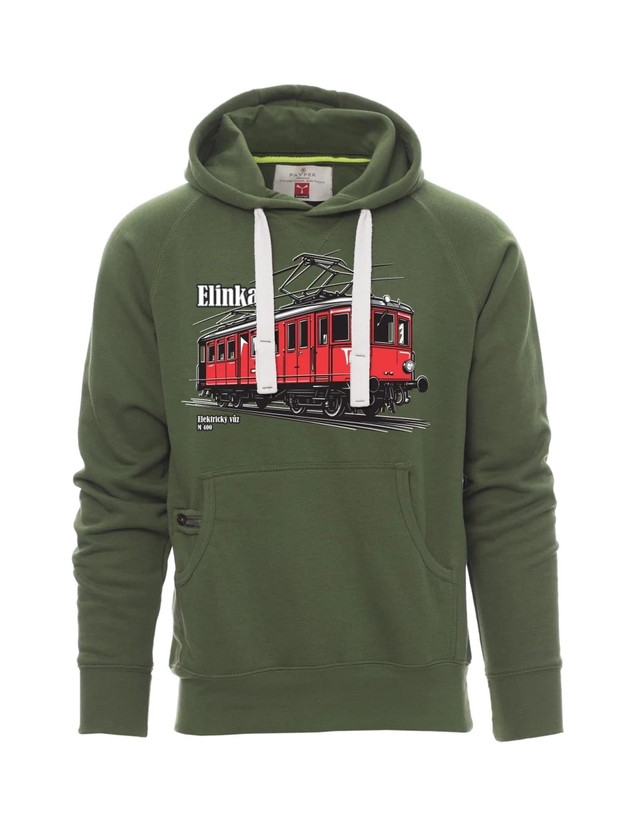 Tmavě zelená pánská mikina Elektrický vozeň M 400 „Elinka“