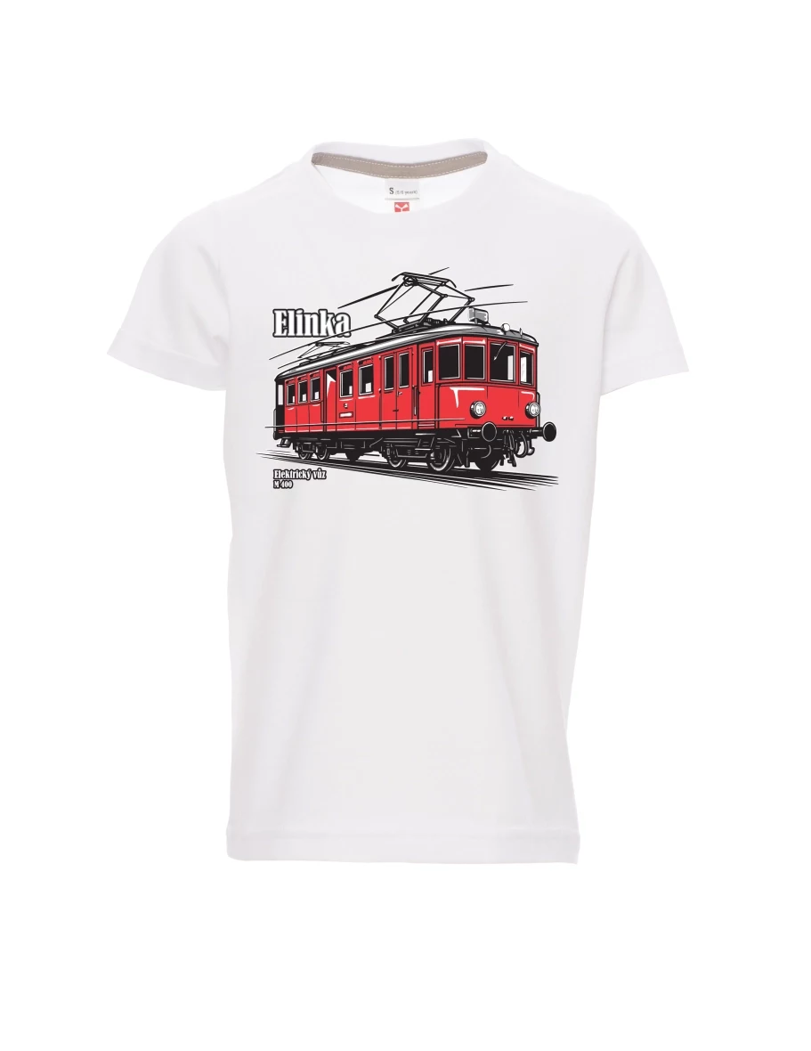 Bílé detské tričko Elektrický vozeň M 400 „Elinka“