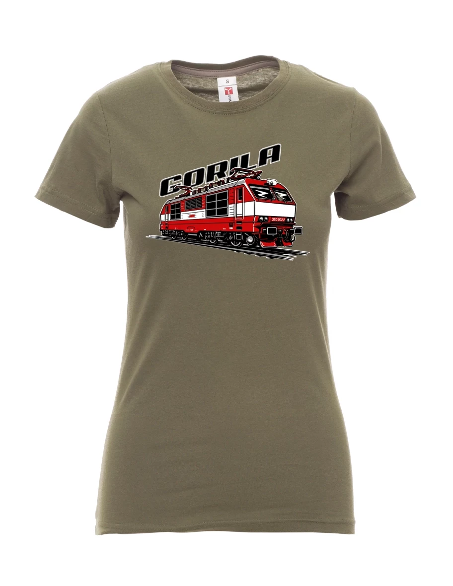 Khaki dámské tričko Lokomotíva 350 „Gorila“