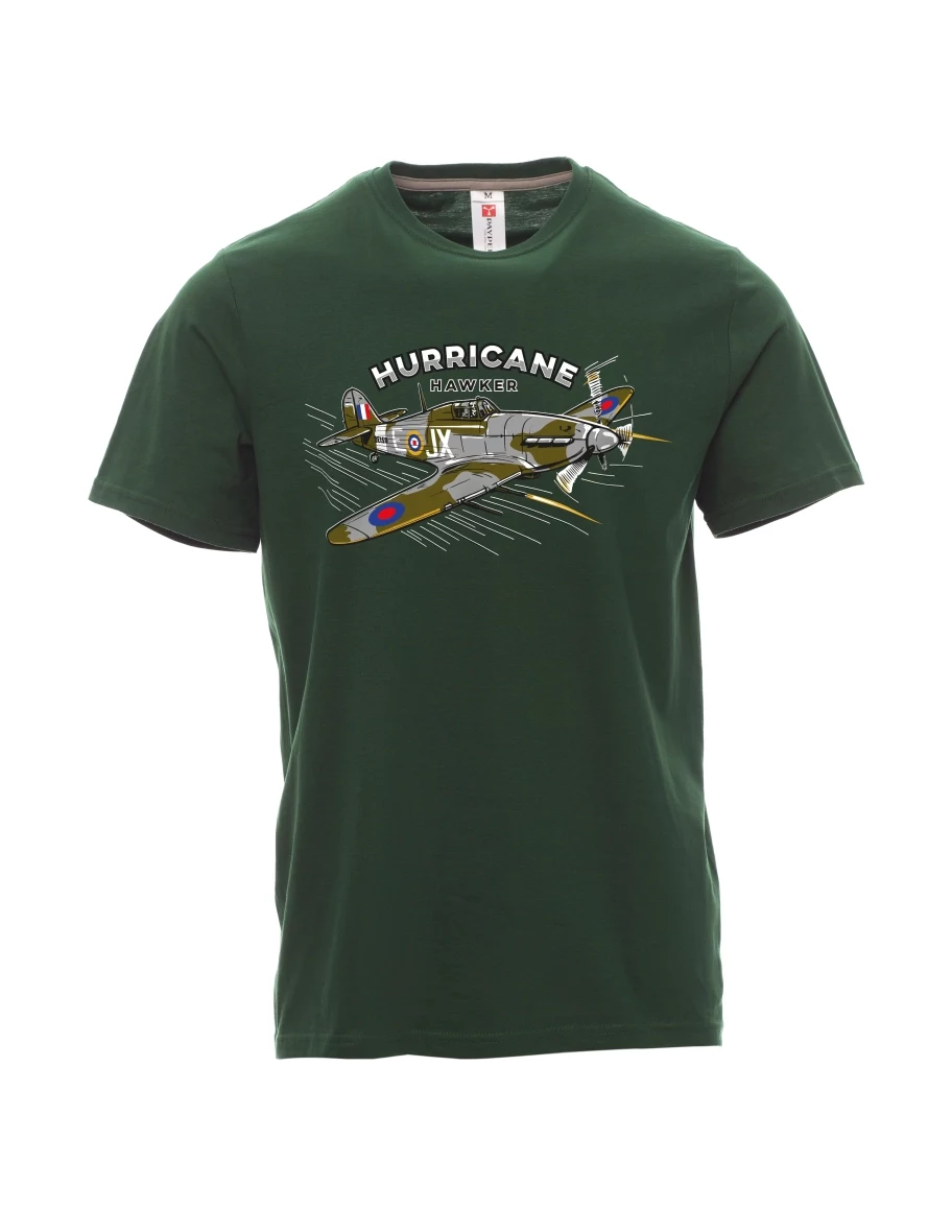 Tmavozelené pánské tričko Lietadlo Hurricane Hawker