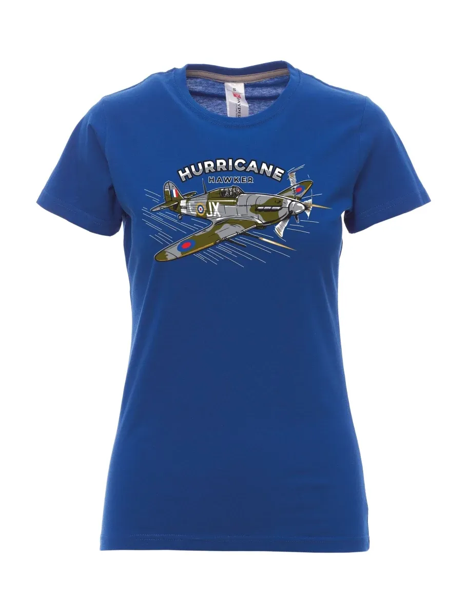 Královsky modré dámské tričko Lietadlo Hurricane Hawker