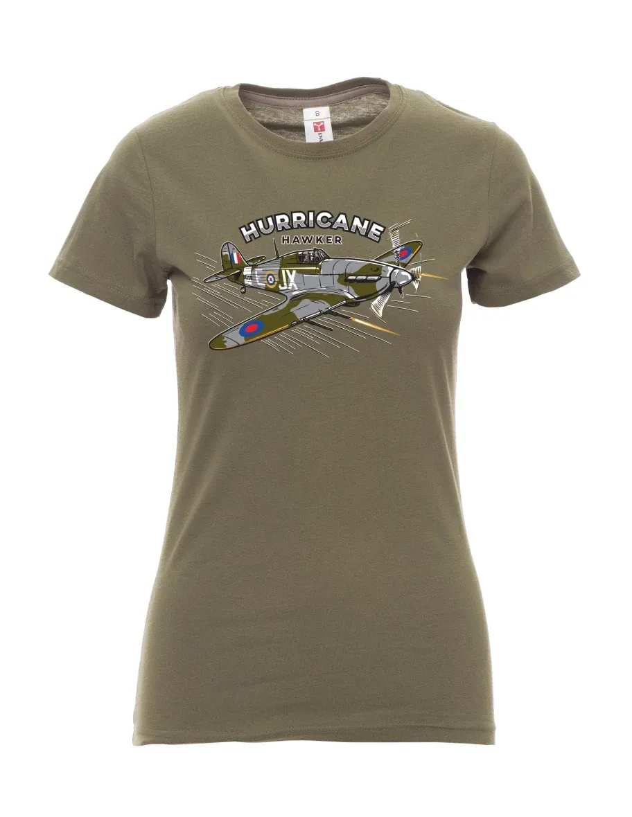 Khaki dámské tričko Lietadlo Hurricane Hawker